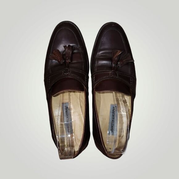 JOHNSTON & MURPHY MADE IN ITALY BROWN LEATHER MENS TASSEL LOAFERS SHOES … main image 4
